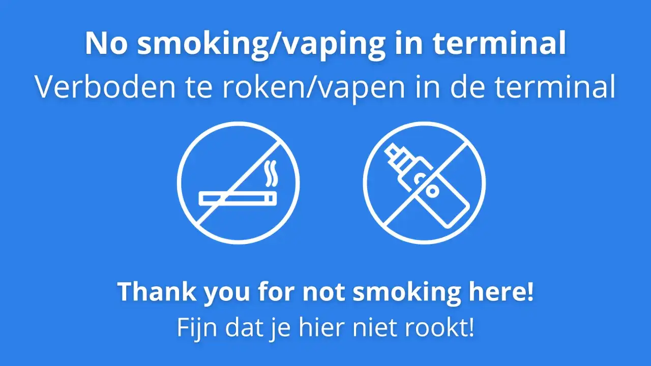 Na lotnisku w Eindhoven nie można palić ani wapować. Zakaz dotyczy terminala.